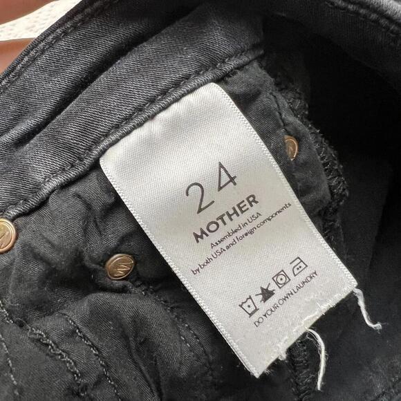 Mother Womens Size 24 Black High Waisted Ankle Looker Frayed Jeans Denim Stretch - Picture 12 of 14